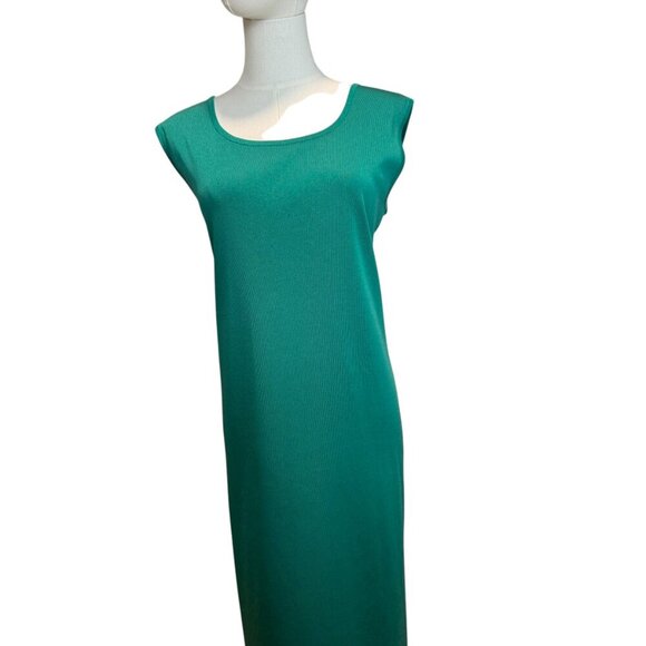 Misook Emerald Green Knit Sleeveless Shift Dress Size L | Professional Timeless - Picture 2 of 9